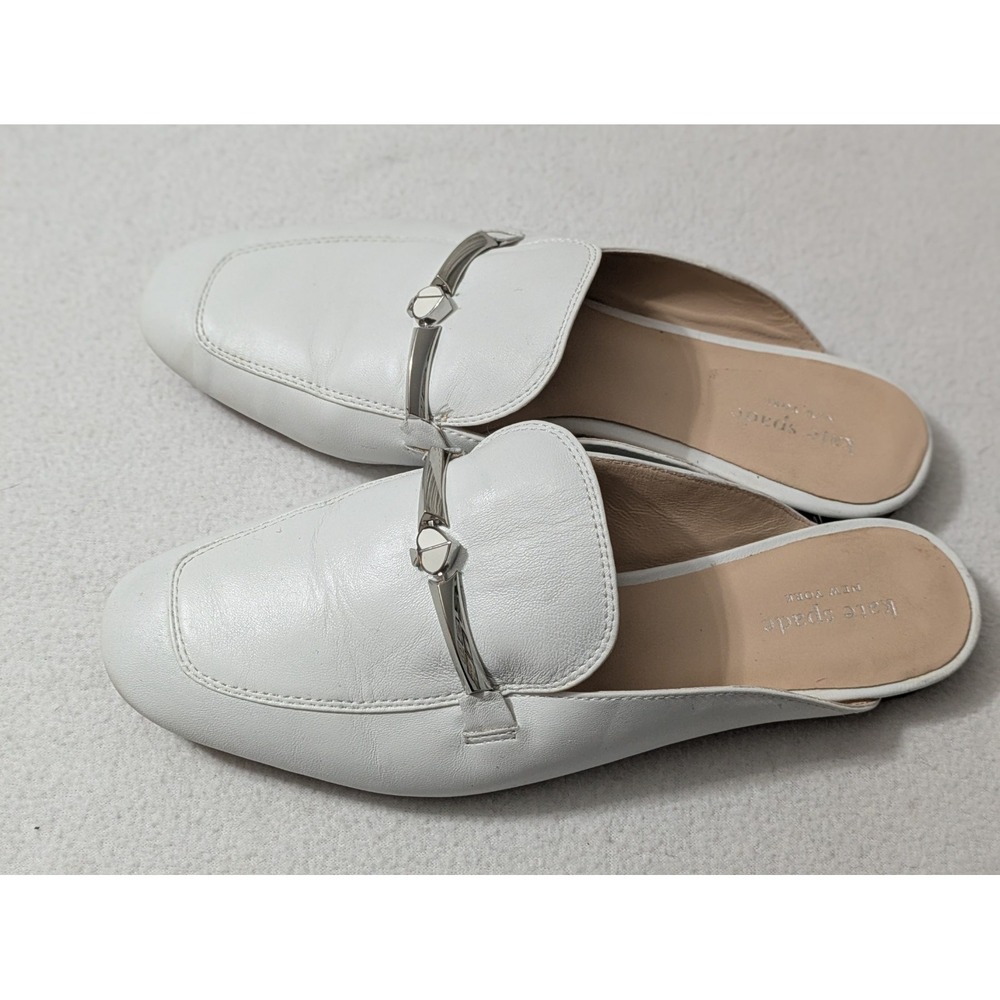 KATE SPADE NEW YORK Women's White Leather Laura Mules Size 8.5 Slip On
